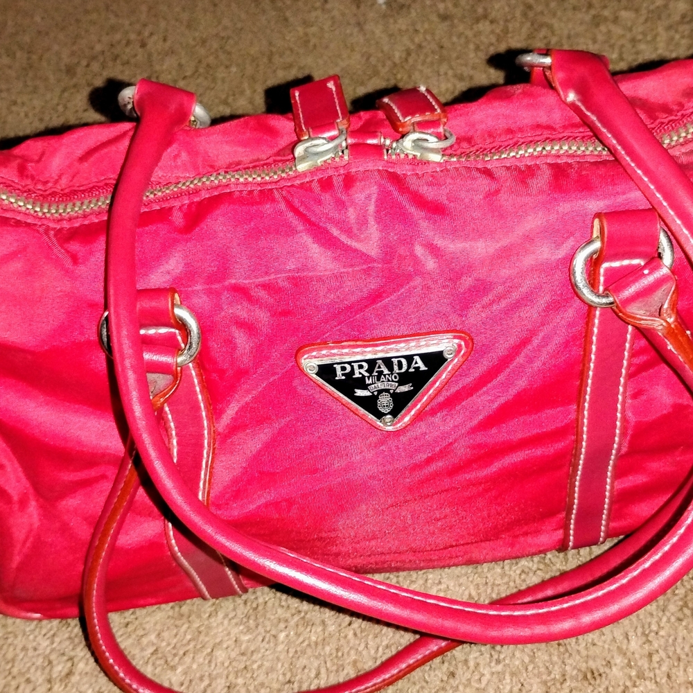 Prada Milano Red Nylon Tote Bag